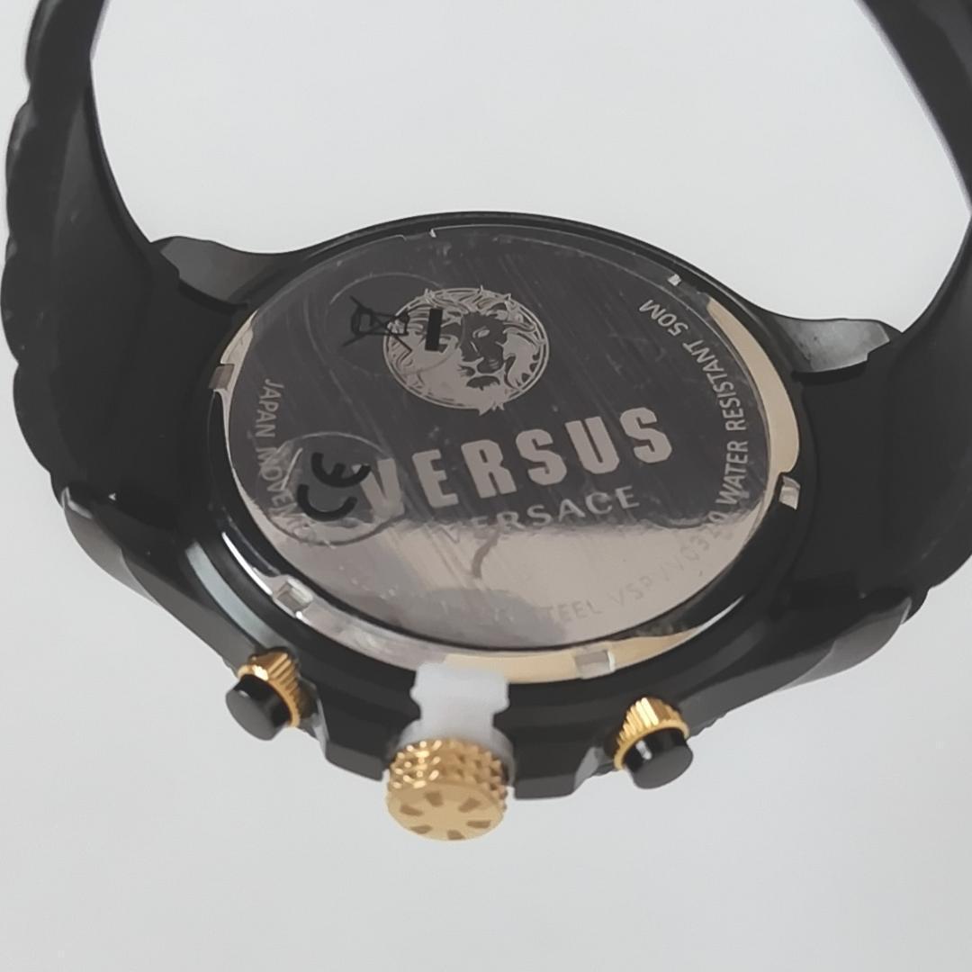 VERSUS VERSACE新品メンズ腕時計ブラック黒ゴールドクロノグラフ日付ヴェルサス・ヴェルサーチ箱付かっこいいシリコン_画像8