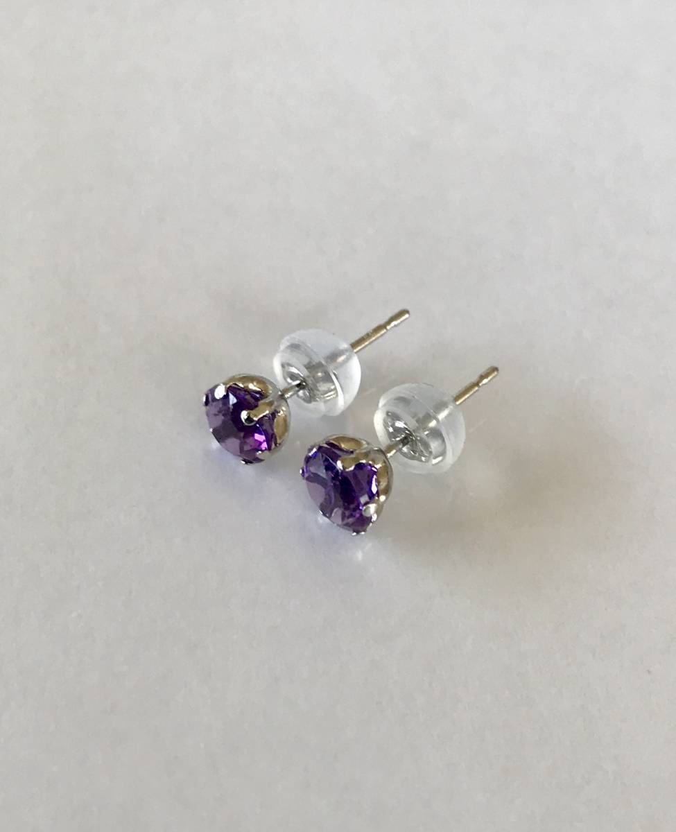  amethyst earrings platinum earrings amethyst 2 month birthstone large grain earrings free shipping unused 