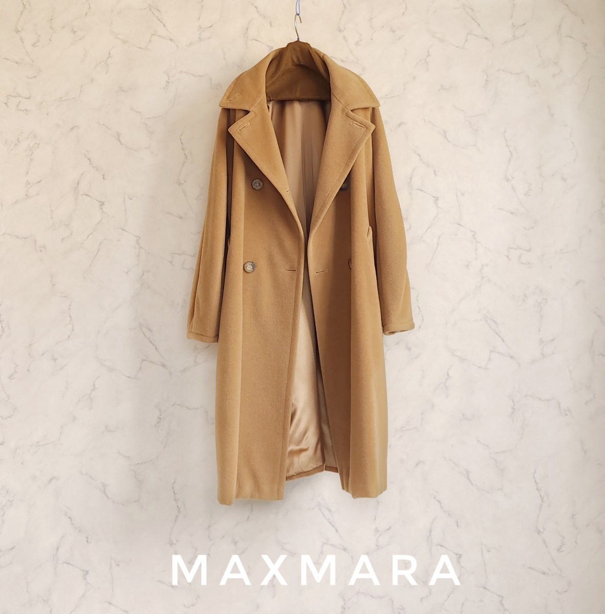 超高級 王道白タグ Maxmara 憧れの大人気セレブ御用達イタリア製コート おしゃれオーバーサイズデザイン マックスマーラ ベージュ系カラー_画像1