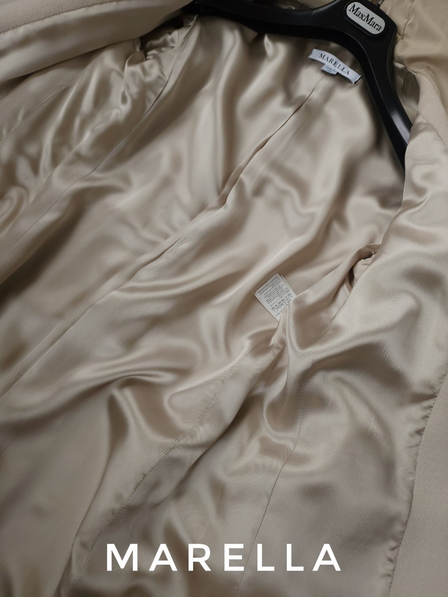  супер высококлассный редкий прекрасный товар Maxmara один класса товар Италия производства современный пальто MARELLA модный капот дизайн натуральный мех mare-la Max Mara 