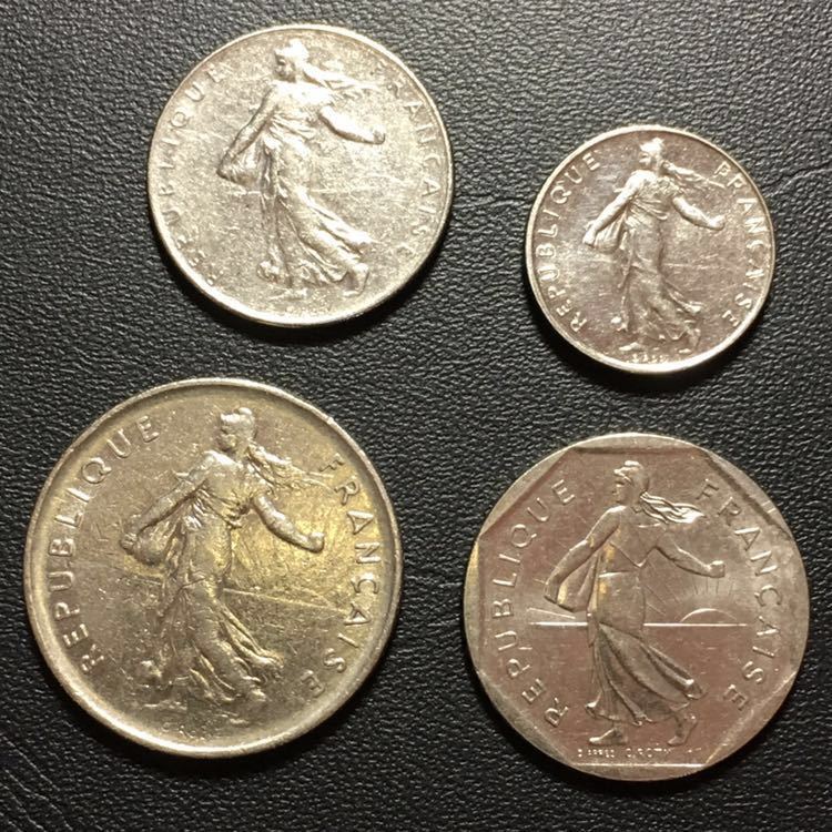 【j001】古銭外国銭 フランス ユーロ前のコイン 4枚セット(^ ^)_画像1