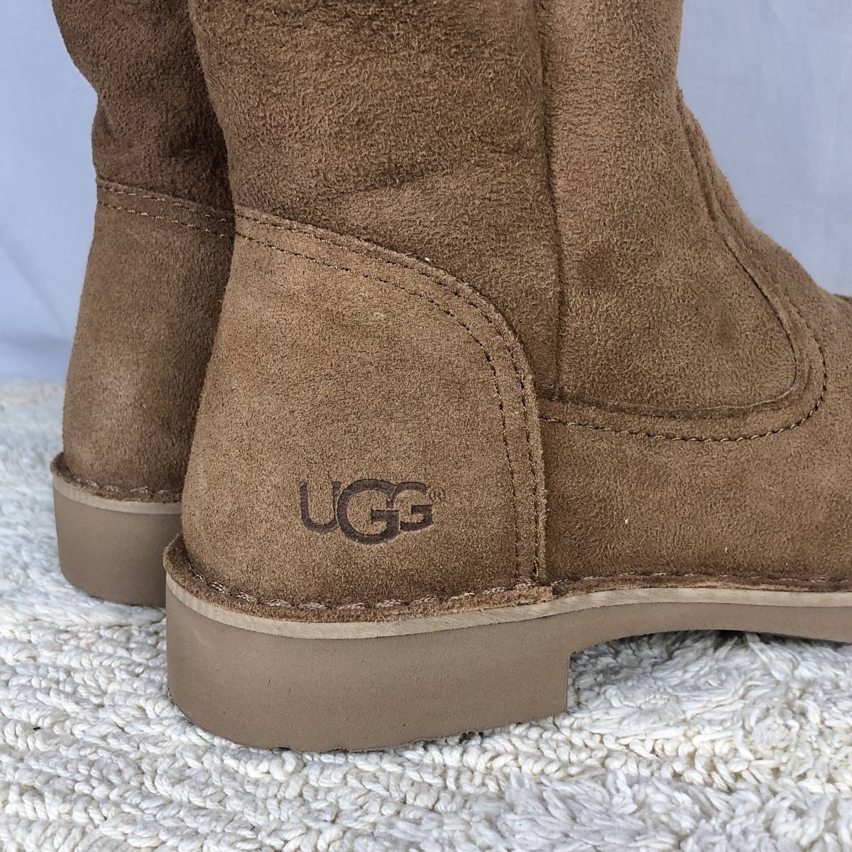 即決★美品★UGG★24.0cm ニーハイブーツ アグ レディース 茶色 ブラウン ロングブーツ 内側ファー ブーツ ムートン ムートンブーツ S112