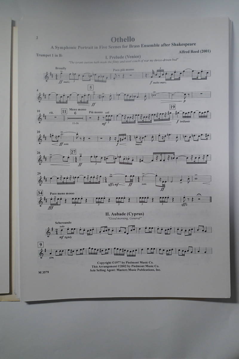 アルフレッド・リード　「オセロ〜金管アンサンブルのための5つの場面による交響的描写」_画像2
