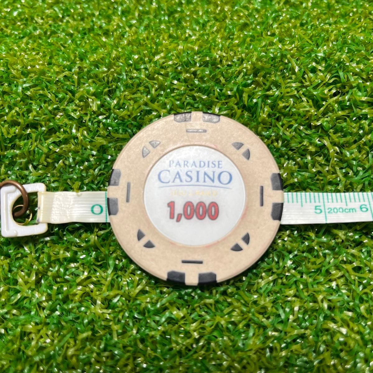 PARADISE CASINO パラダイスカジノ ゴルフボールマーカー ベージュホワイト カジノチップ 中古品