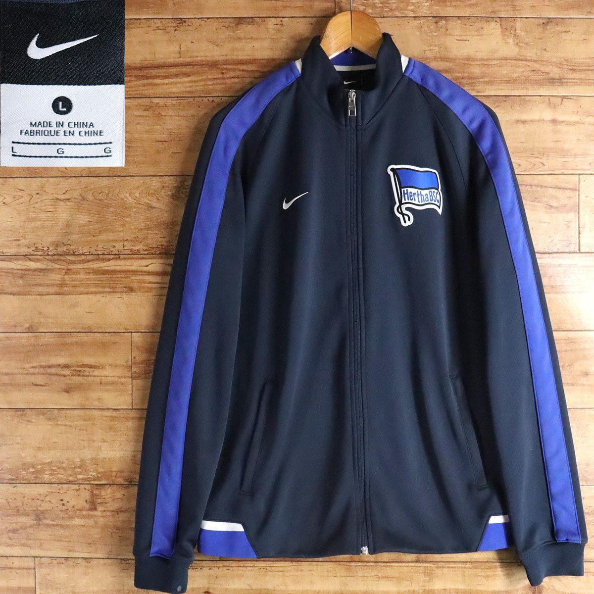 %6K/R1.18-4　NIKE　ナイキ　トラックジャケット　ジャージ　Hertha BSC　サッカー　ドイツ　スポーツウェア　ブルゾン　メンズ　L_画像1