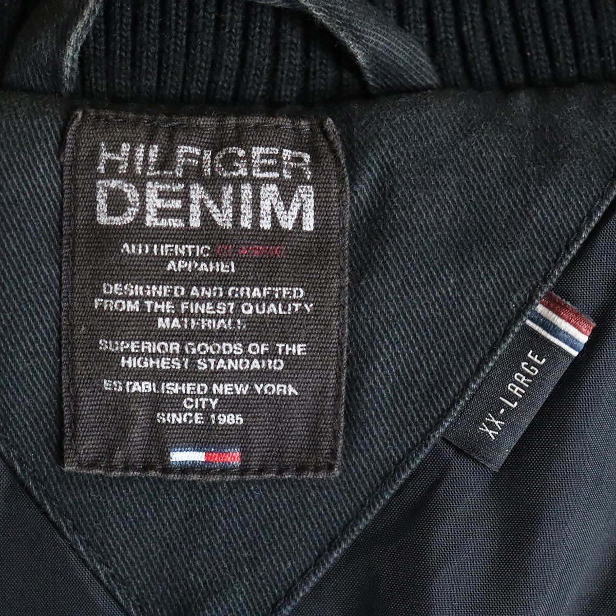 G2S/R1.24-5　HILFIGER DENIM　ヒルフィガーデニム　パディングジャケット　中綿　ジャンパー　ブルゾン　背中プリント　XXL　ブラック_画像7