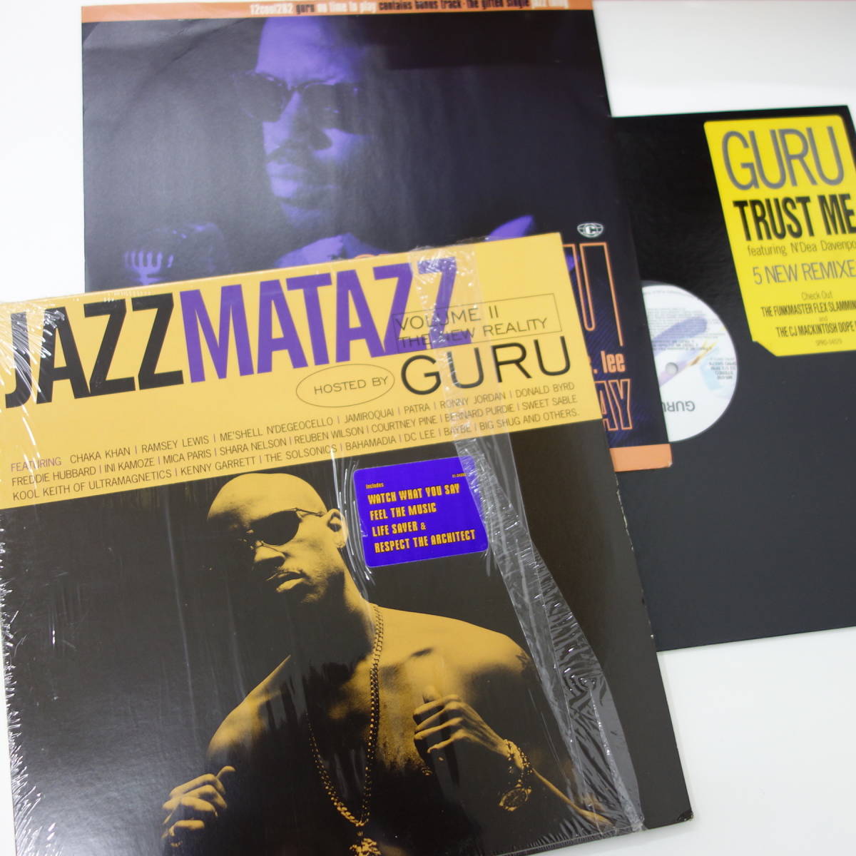 ●●● Hip-Hop GURU レア盤セット 2LP(シュリンク残)＋シングル２枚 ●●●● 検索：ヒップホップ HIPHOP RAP JAZZ Jazzmatazz GANG STARR_画像1