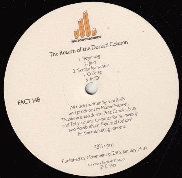 英アヴァンギャルド　ドルッテイコラム　LP　The Return Of The Durutti Column サンドペーパーのスリーブ　1980年_画像5