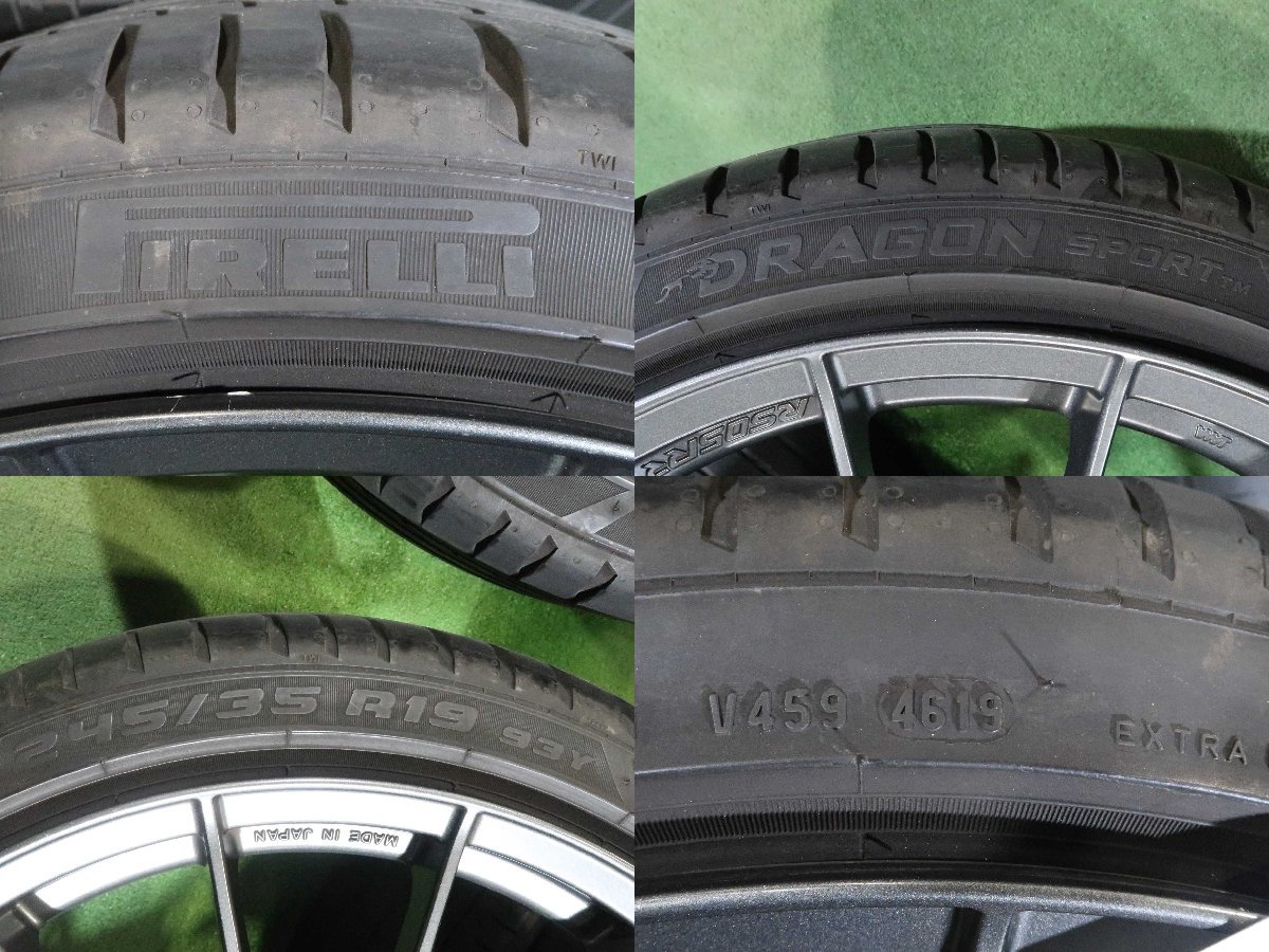 4本 ENKEI Racing RS05RR 19インチ ホイール 9.5J +45 5H 114.3 ラジアル ピレリ ドラゴンスポーツ 245/35R19 スバル WRX STI VAB ガンメタ_画像7