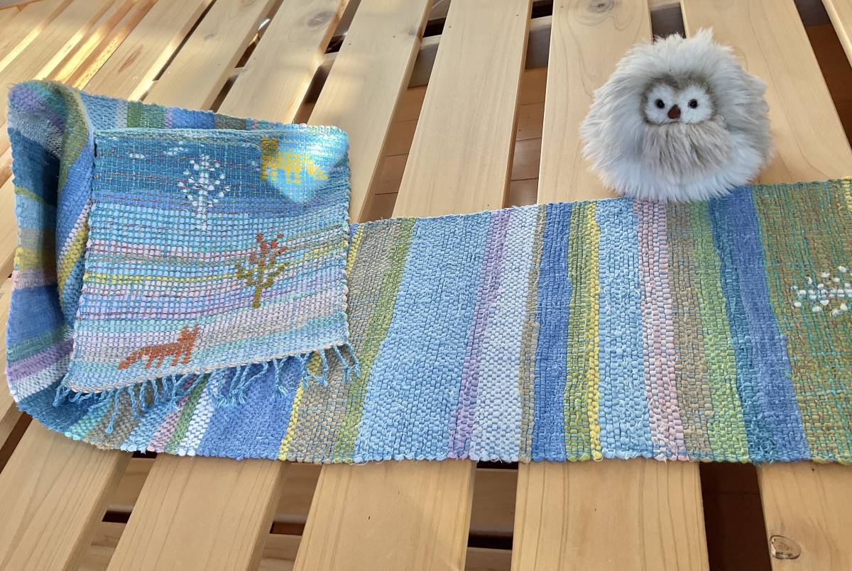 春薫る雪原」裂き織り 裂織 着物リメイク 木綿 ハンドメイド 春薫る雪原」裂き織り 裂織 着物リメイク 木綿 ハンドメイド