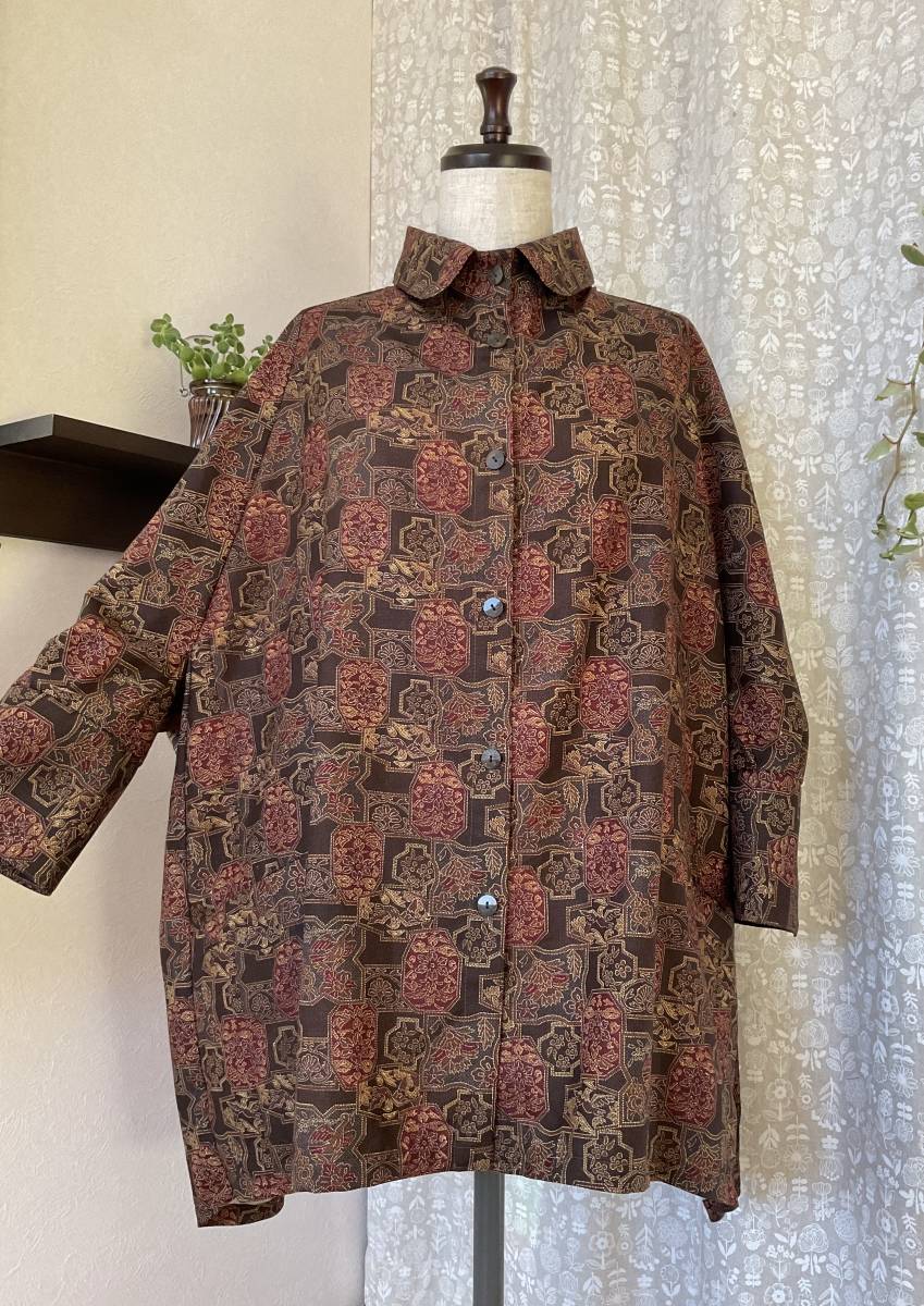  окраска Ooshima способ большой рубашка широкий запонки .. обе с карманом кимоно переделка ручная работа 