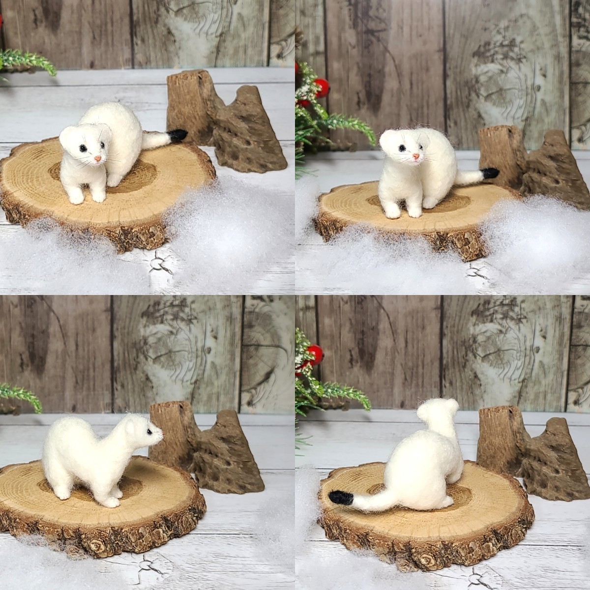 冬の森のオコジョ＊ 羊毛フェルト ハンドメイド ミニチュア