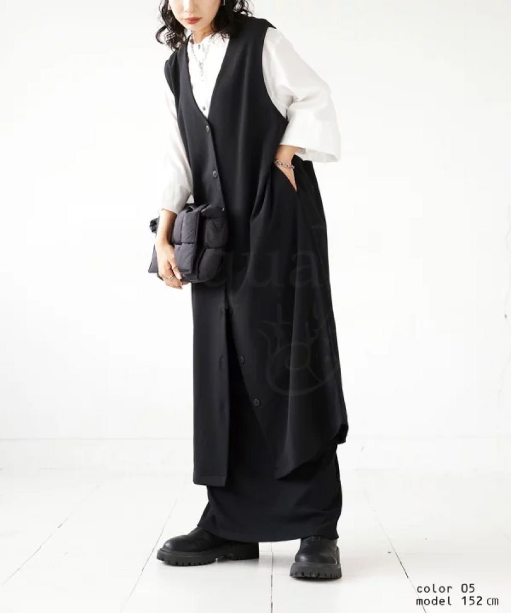 新品 アンティカ antiqua ベスト ジョーゼットロングジレ ロング