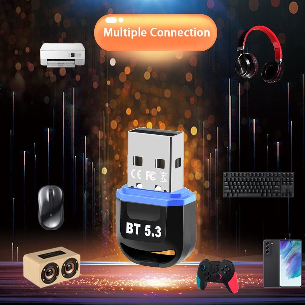 ☆ USB Bluetooth 5.3 アダプター Bluetooth 5.3+EDR アダプター デュアルモード対応の最新USB ブルートゥース アダプターの画像3