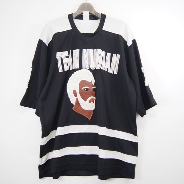 90s モーリス マローン MAURICE MALONE DESIGNS TEAM MUBIAN ホッケーシャツ/ブラックホワイト_画像1