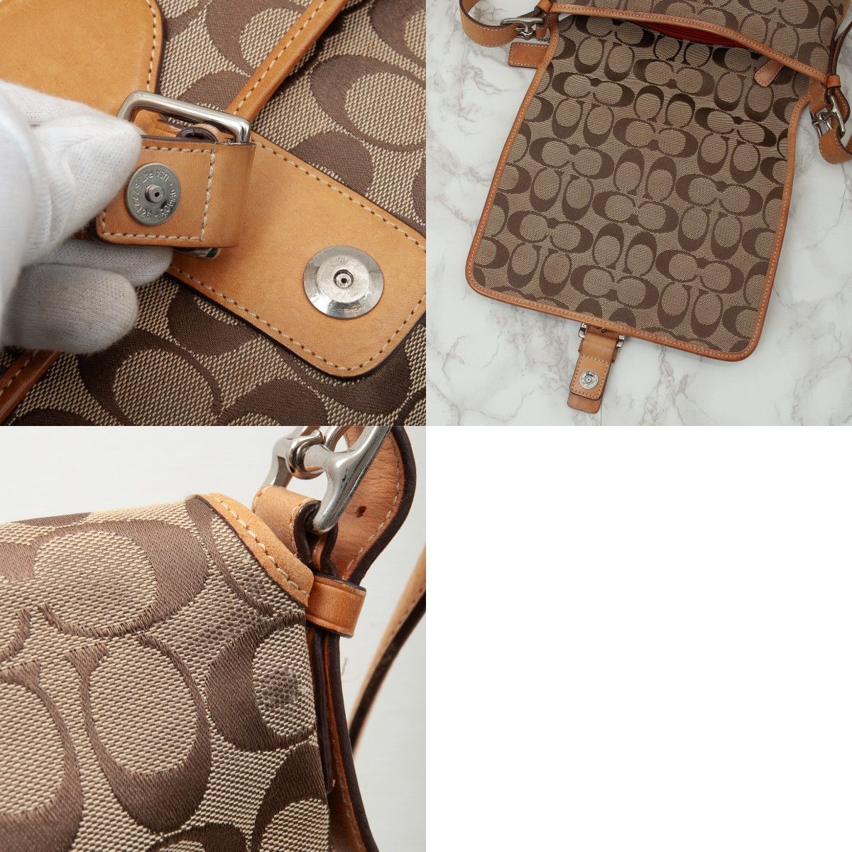 【良品】COACH(コーチ)シグネチャー キャンバス ショルダーバッグ ブラウン 茶色 6078 レディース 中古  used