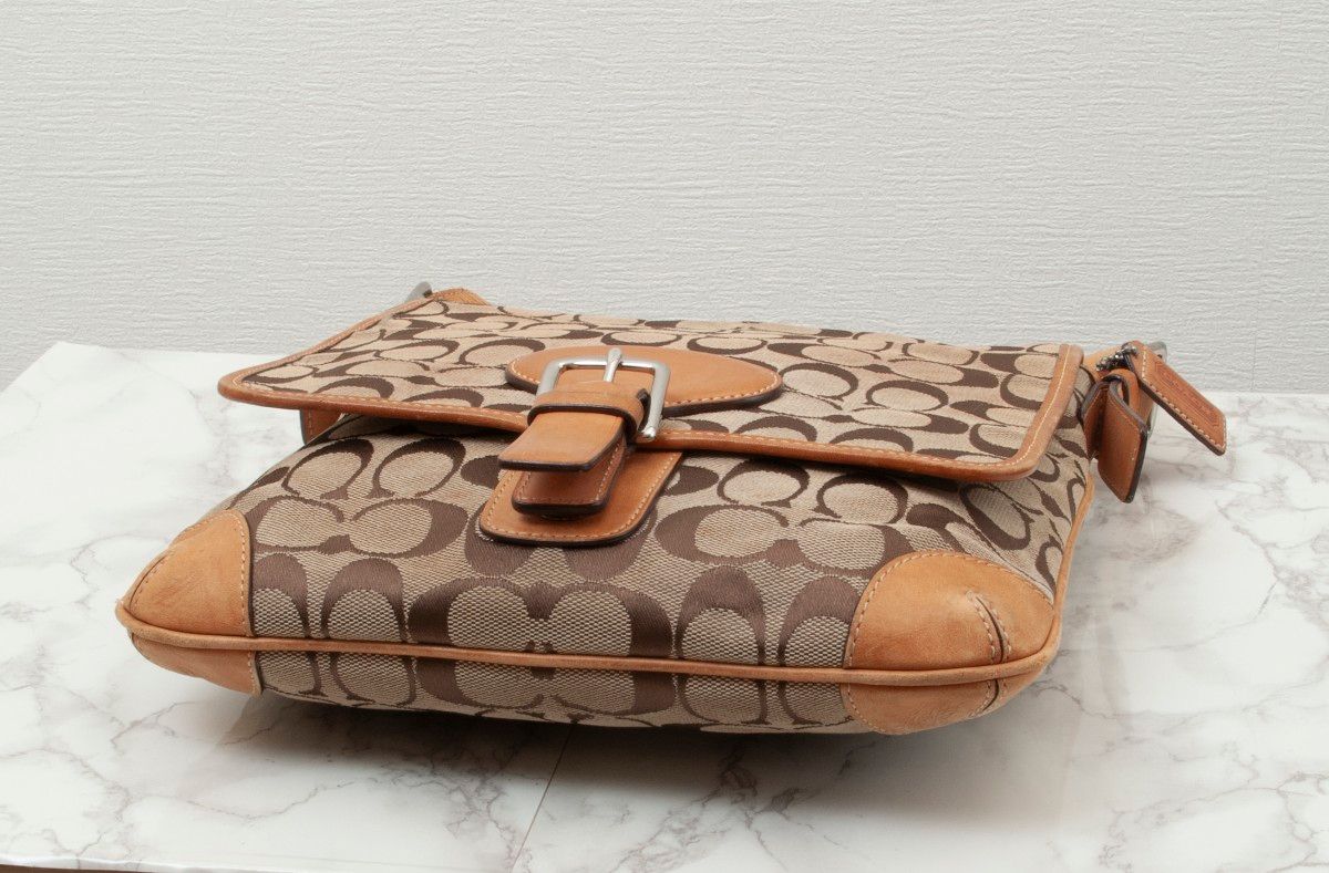 【良品】COACH(コーチ)シグネチャー キャンバス ショルダーバッグ ブラウン 茶色 6078 レディース 中古  used