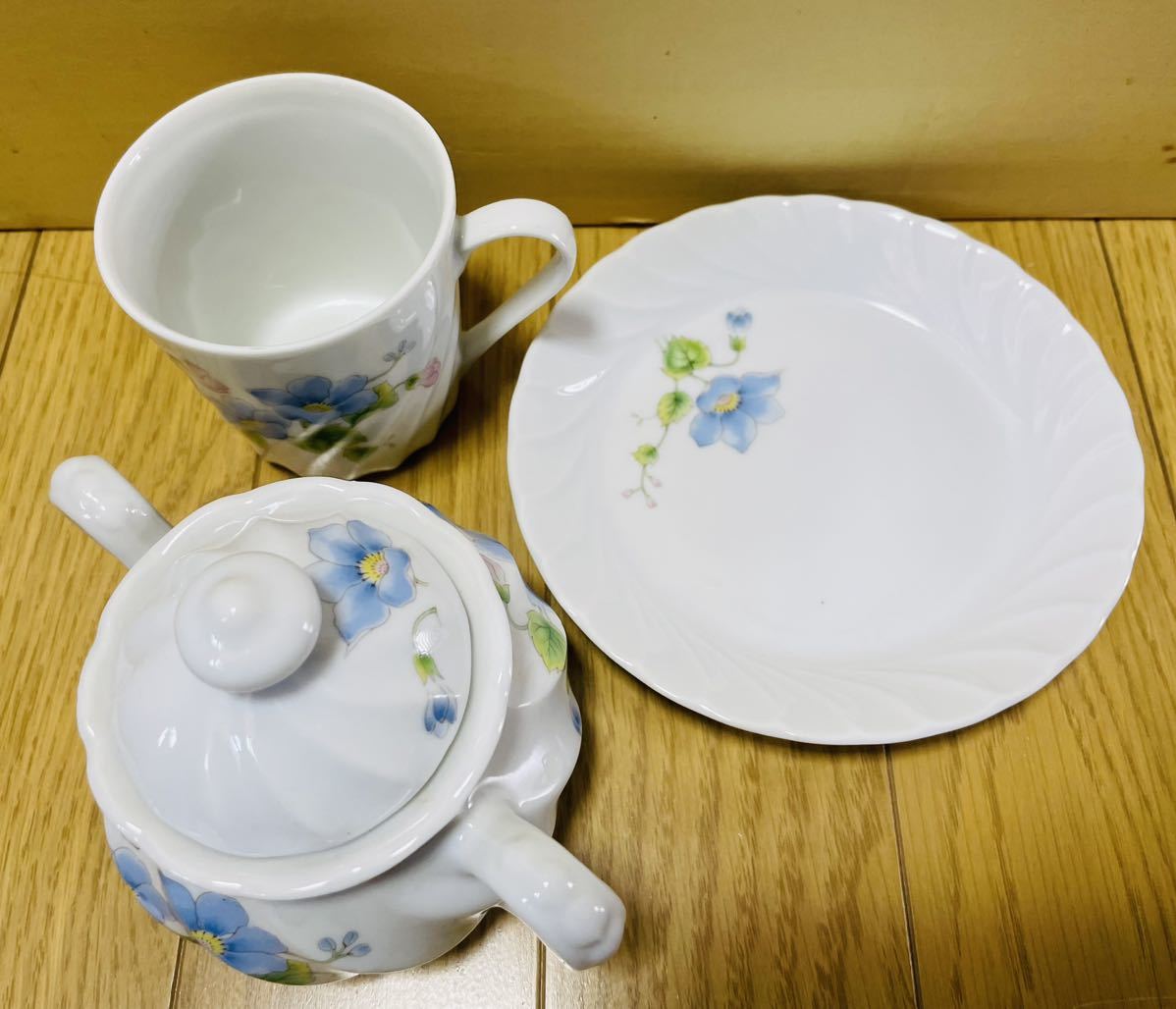 【中古】PEARL CHINA ポット カップ ソーサー セット プレート コーヒー ティー カップ 洋食器 花柄 ギフト品 現状品 DM0111M_画像3