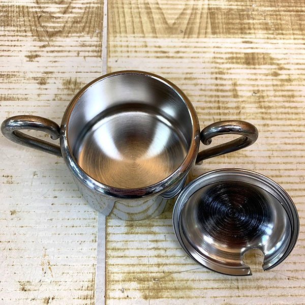 * sugar pot summarize * made of stainless steel sugar pot 2 piece milk pitcher 3 piece mug set sale YUKIWA M-5 interior secondhand goods M