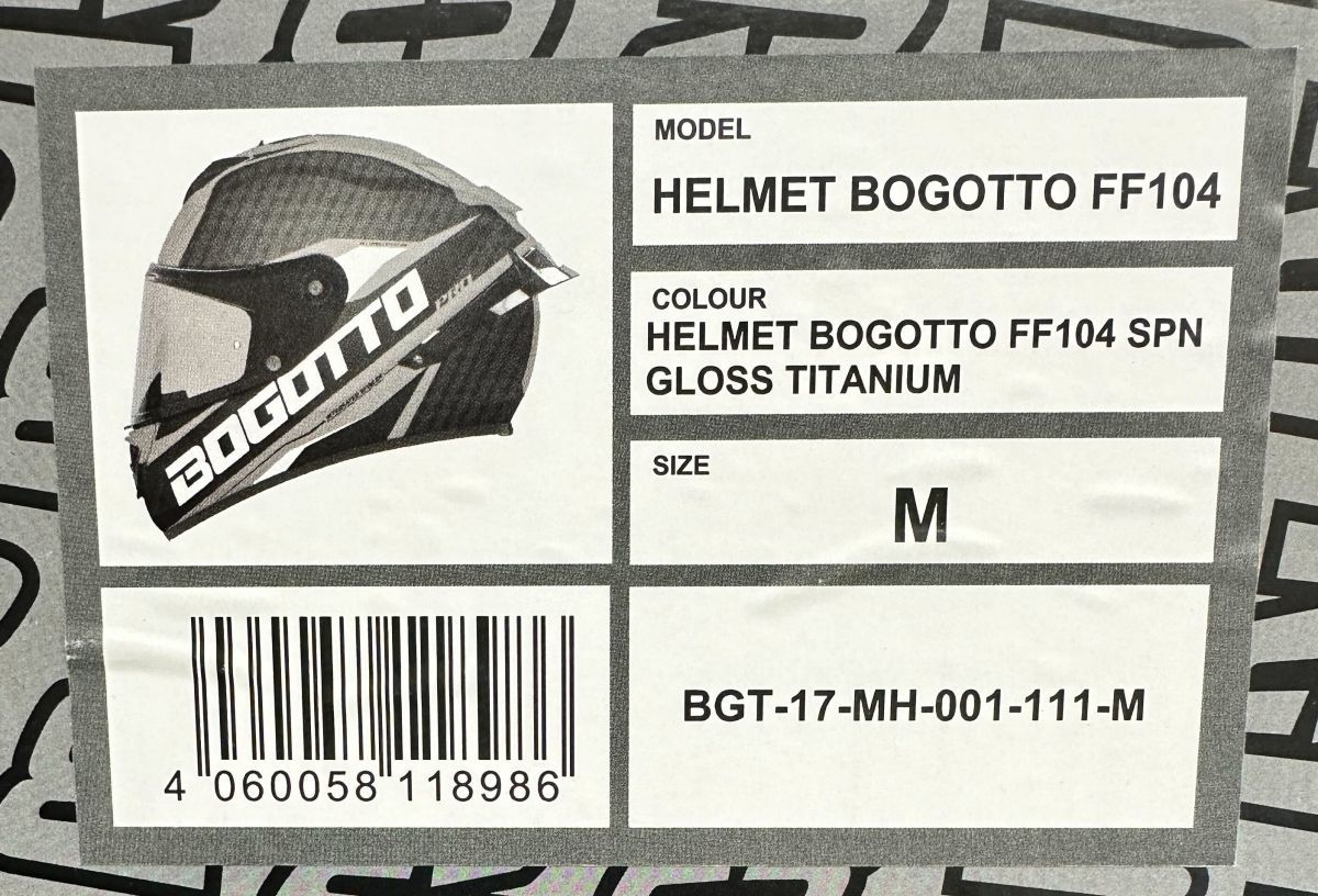 新品 Bogotto フルフェイスヘルメット FF104 カーボンモデル ブラック・チタニューム サイズ M 送料込 33,000円 BH104SCBKTIM_画像7