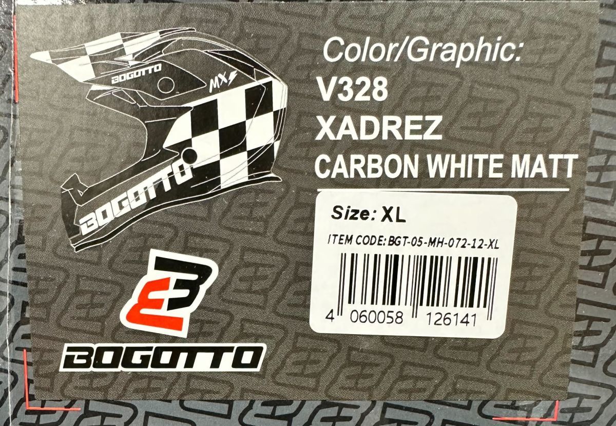 新品 Bogotto オフロードヘルメット V328 XADREZ カーボンモデル ブラック・ホワイト サイズ XL 送料込 28,000円 BH328XCBKWHXL_画像6