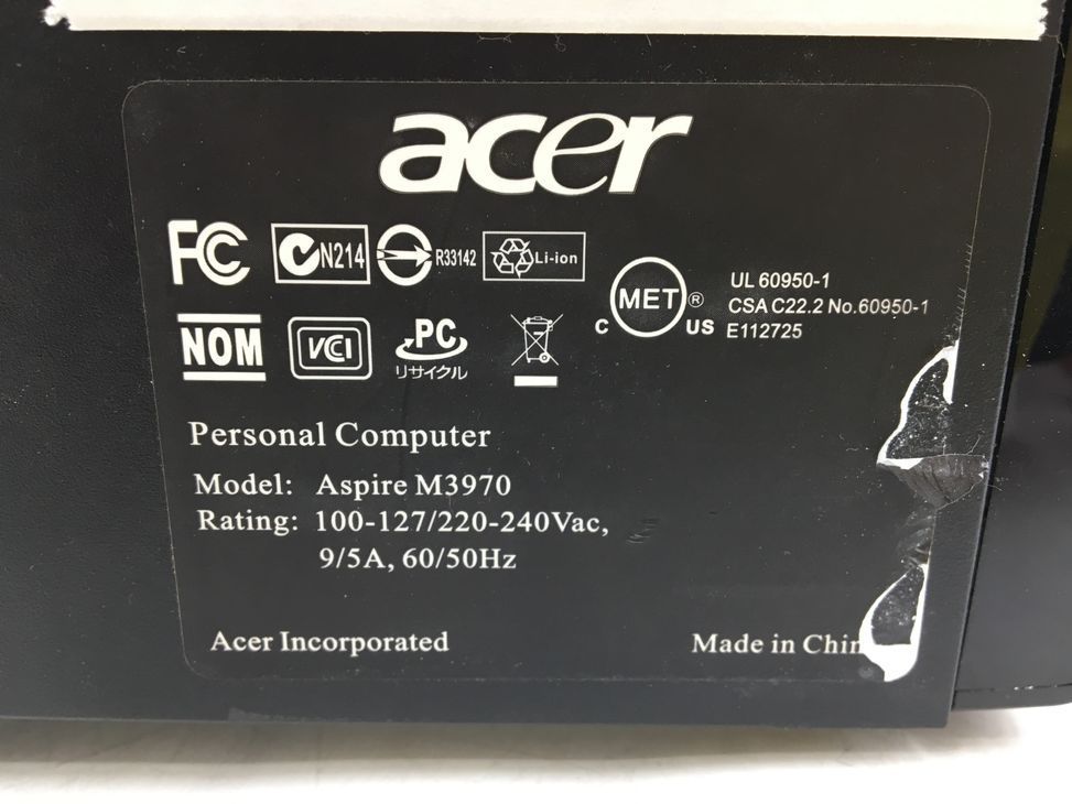 Acer/デスクトップ/HDD 1000GB/第2世代Core i7/メモリ2GB/2GB/WEBカメラ無/OS無-231208000666680_メーカー名