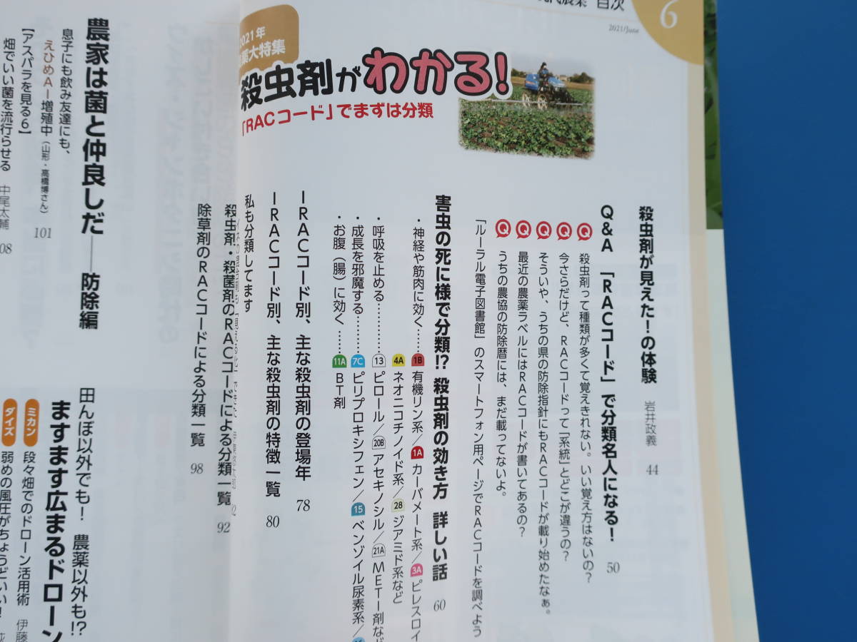 現代農業 2021年6月号/野菜園匠技解説/特集:殺虫剤がわかるRACコード分類/楽しみ果樹お手軽防除/アスパラガス茎枯病/クビアカツキカミキリ_画像3