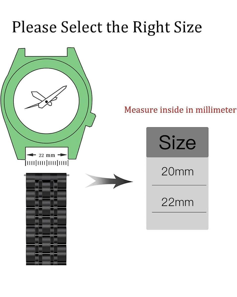 時計バンド ベルト革新版 22mm ステンレス 時計 ベルト22ミリ スマートウォッチバンド ベルト黒_画像3