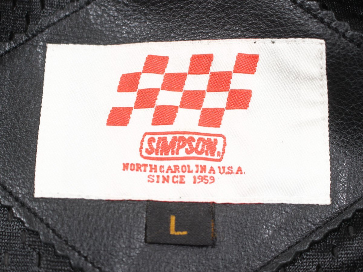 SIMPSON シンプソン 牛革レザー シングル ライダースジャケット L_画像4
