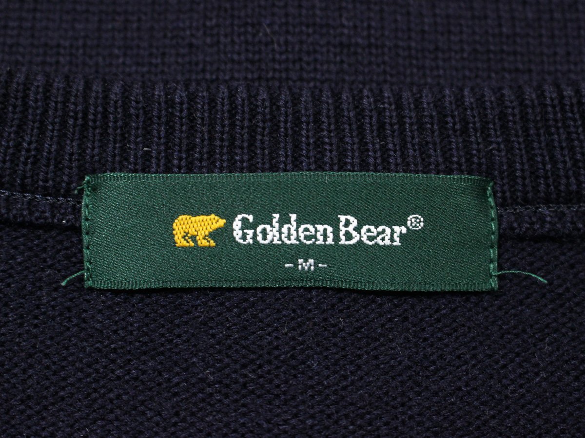 Golden Bear ゴールデンベア アーガイル柄 ウールニットセーター M ネイビー_画像3