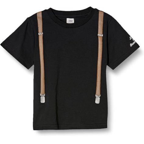 新品 [ルック バイ ビームス ミニ] サスペンダー Tシャツ ユニセックス 子供 2枚セット ブラック LOOK by BEAMS mini (d_画像2