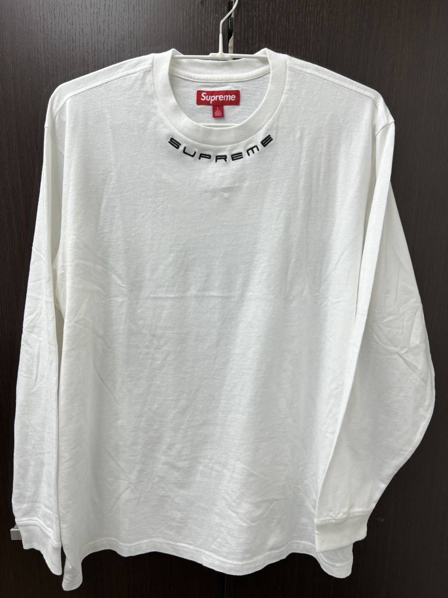 【L】新品 supreme Collar logo L/S Top white 正規オンライン購入 長袖Tシャツ シュプリーム ロンT_画像2