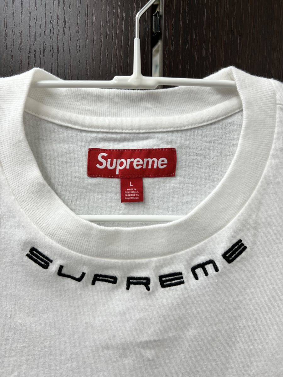 【L】新品 supreme Collar logo L/S Top white 正規オンライン購入 長袖Tシャツ シュプリーム ロンT_画像3