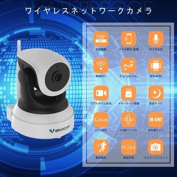 防犯カメラ 屋内用 C24 100万画素 SDカード32GB同梱 AI機能搭載 ONVIF対応 WIFI 遠隔監視 ネットワーク カメラ PSE 技適「C24/SD32.A」_画像3