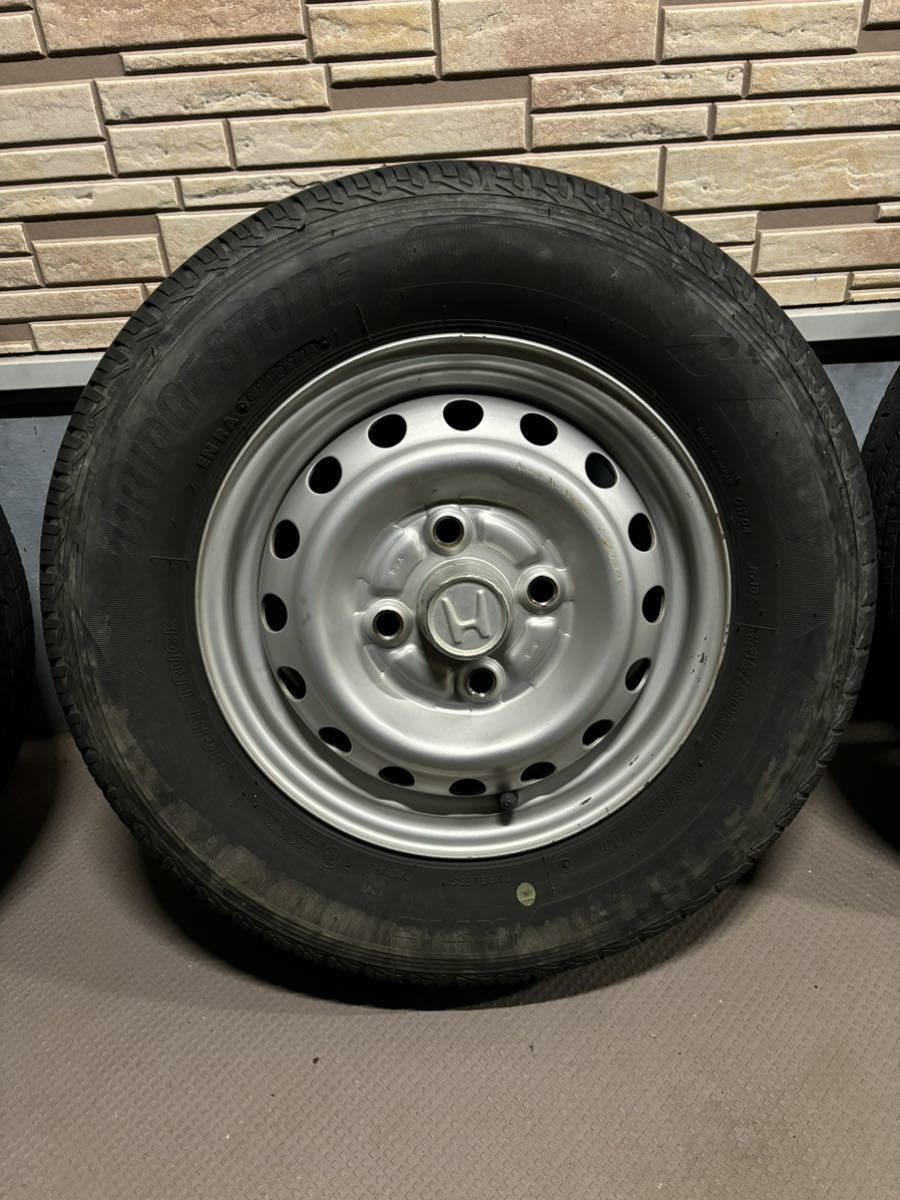 ブリヂストン エコピア R710 145/80R12 P.C.D 100m 4穴 ホンダ純正スチールホイール セット バモス アクティなどに_画像6