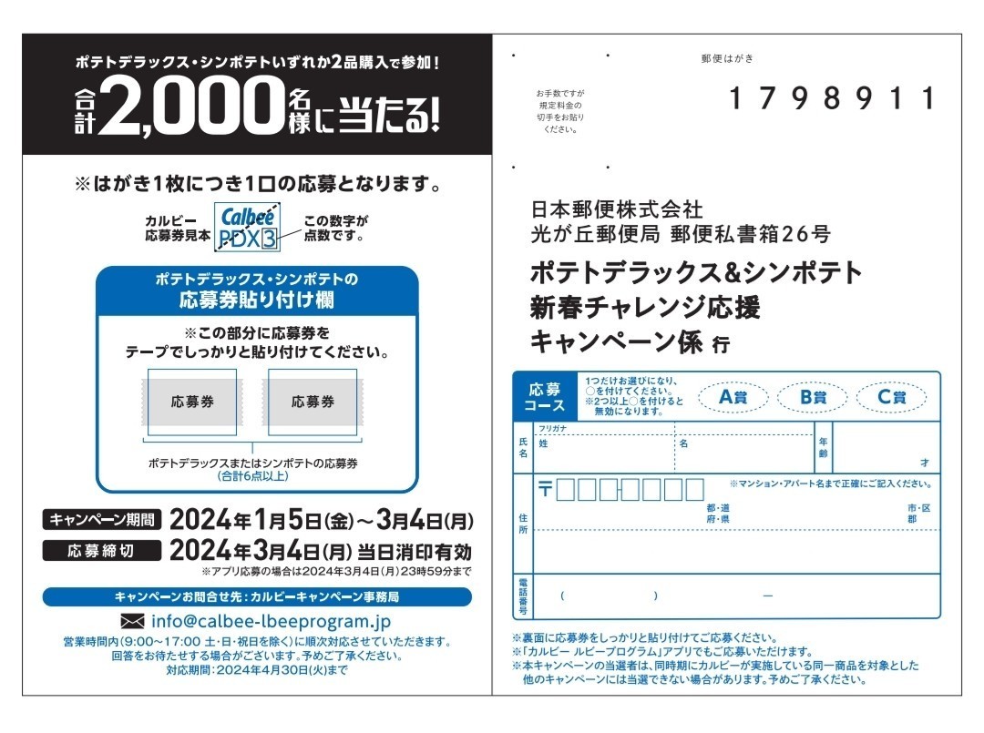 懸賞応募★カルビーQUOカード1000円分が1800名様に！ポテトデラックスクッション・シンポテトブランケットが100名様に当たる！応募６点分_画像4