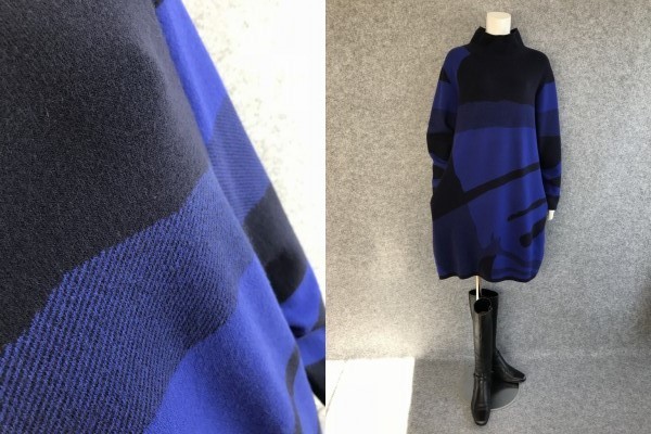 ◆新品◆*定番*もっちりニット*ウール混*デザインワンピース*R/Blue*_画像1