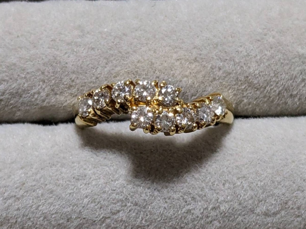 K18 18金 ダイヤモンドリング 指輪 ダイヤモンド 10石（0.5ct）付き 総