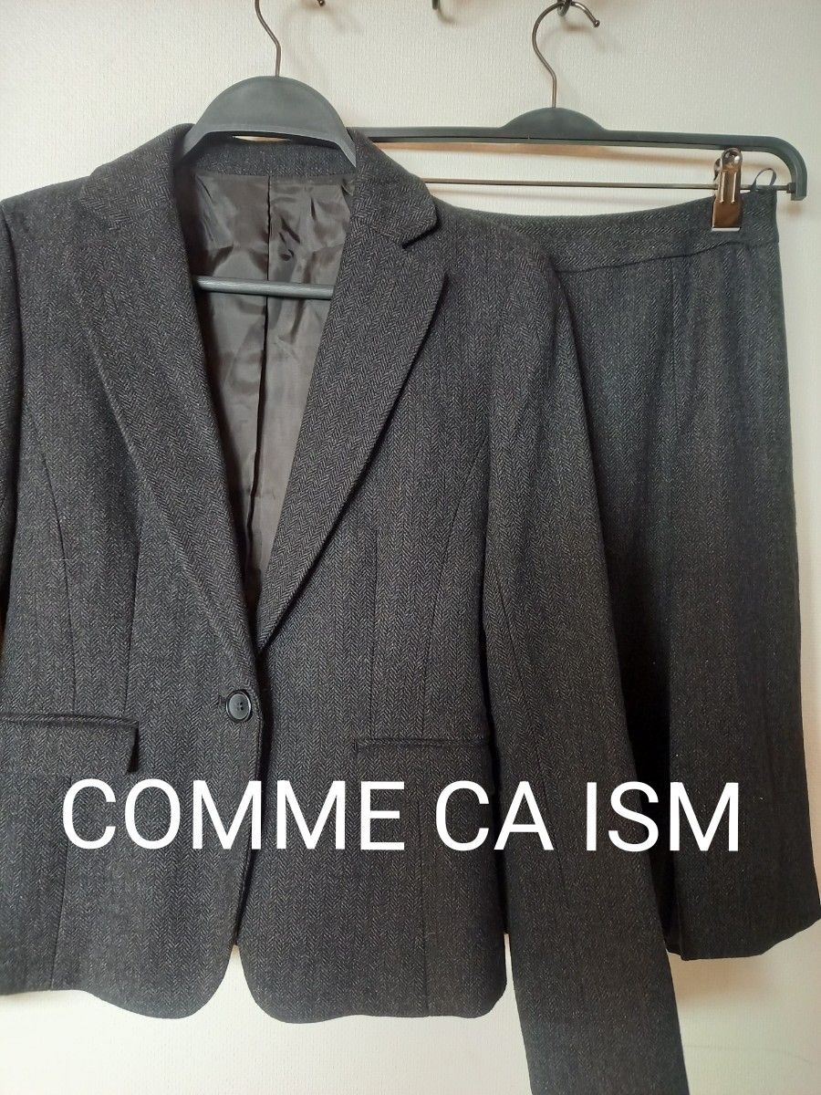 【美品】コムサイズムCOMME CA ISM　ウール素材プリーツスーツ