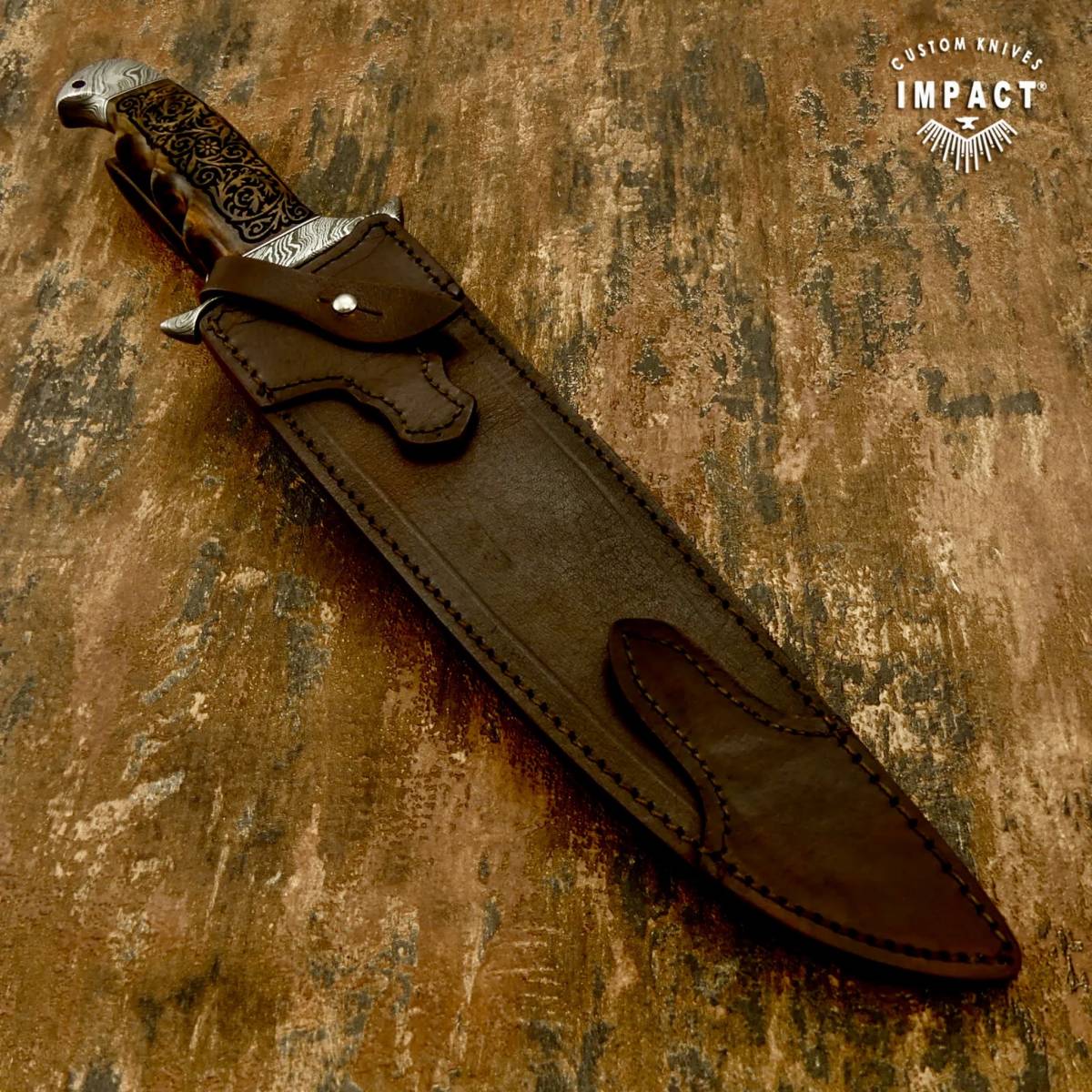 ☆全長42.3cm イギリス IMPACT製 ダマスカス鋼 ナイフ カスタム ☆全長42.3cm イギリス IMPACT製 ダマスカス鋼 ナイフ カスタム