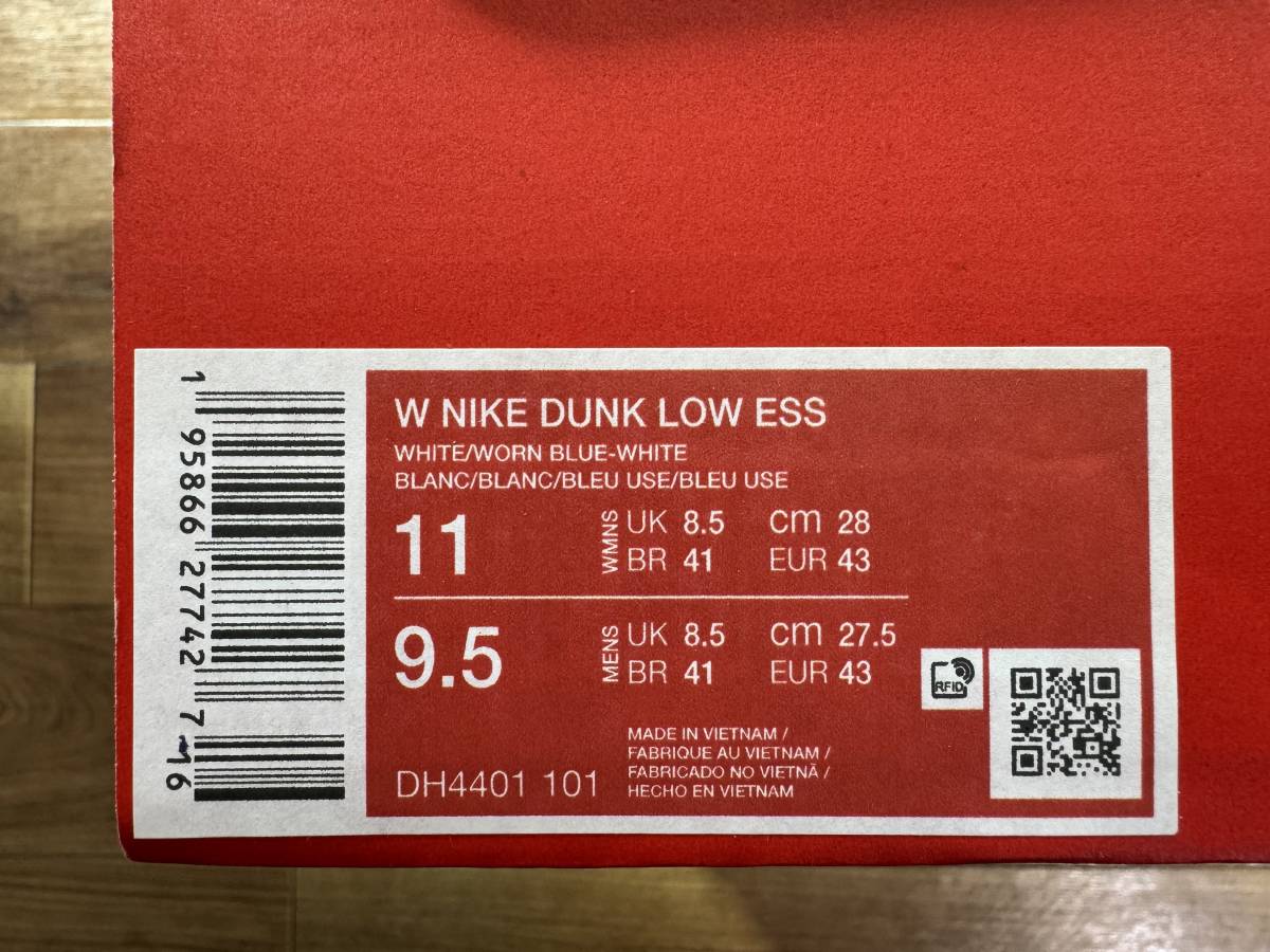 【mens US 9.5 / JP 27.5 cm】国内新品 Nike WMNS Dunk Low ESS Blue Paisley / WMNS US 11 / JP 28cm 黒タグ付 / ダンク ロー ペイズリー_画像3