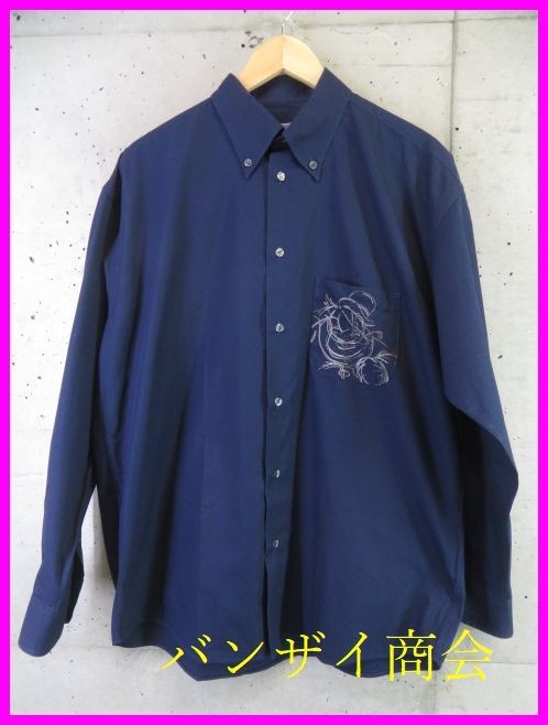 025m85* beautiful goods * Italy made *ICEBERG Iceberg gorgeous embroidery long sleeve cotton shirt L/ jacket / blaser / blouson / men's / man / gentleman 