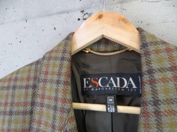 6010s14◆最高級◆西ドイツ製◆ESCADA エスカーダ チェック柄 ウールジャケット 38/ブレザー/テーラード/コート/シャツ/ブラウス/良品です_画像9