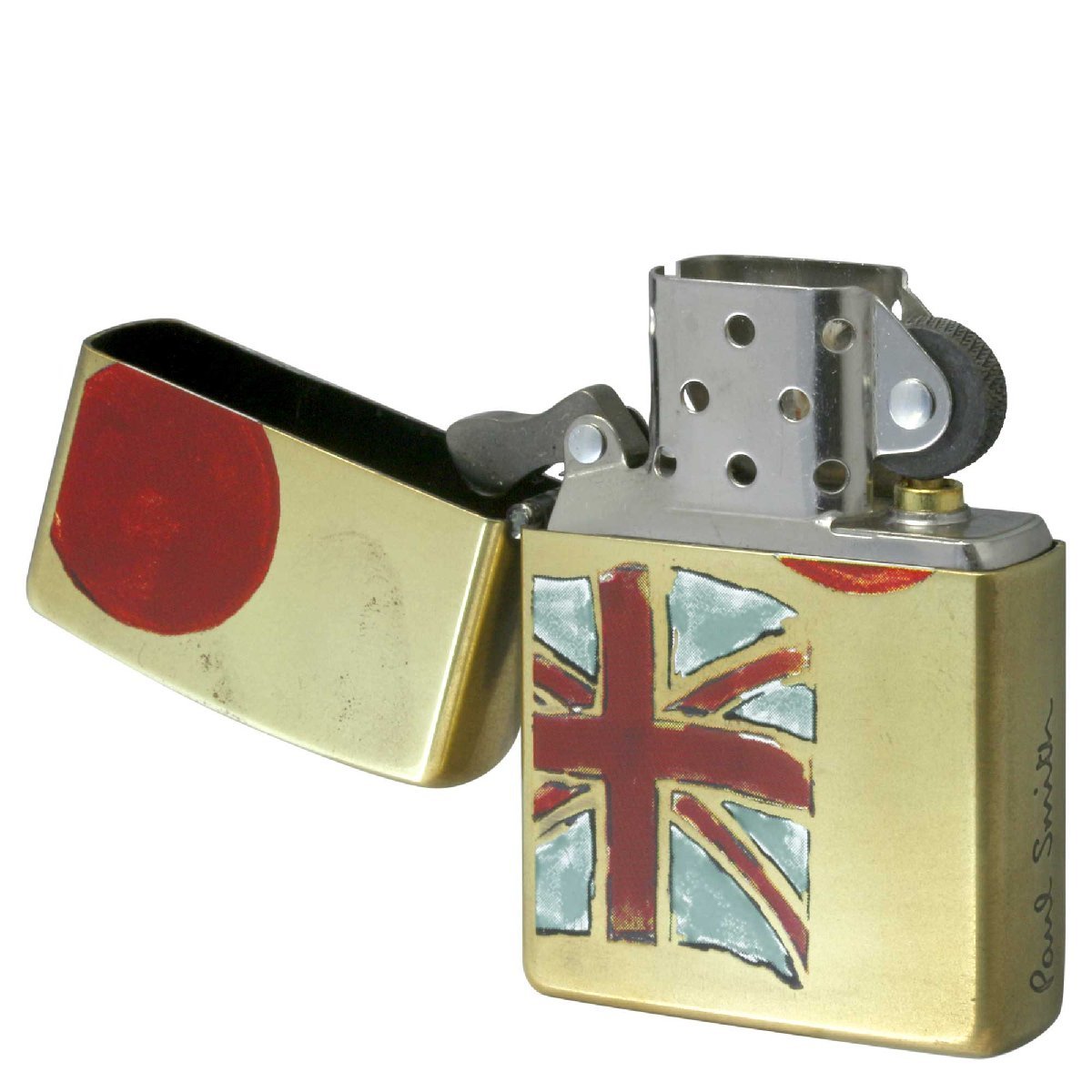 絶版/ヴィンテージ Zippo ジッポー 中古 2007年製造Paul Smith 真鍮 プリント 日本＆英国旗 [A]使用感少なく状態が良い_画像3