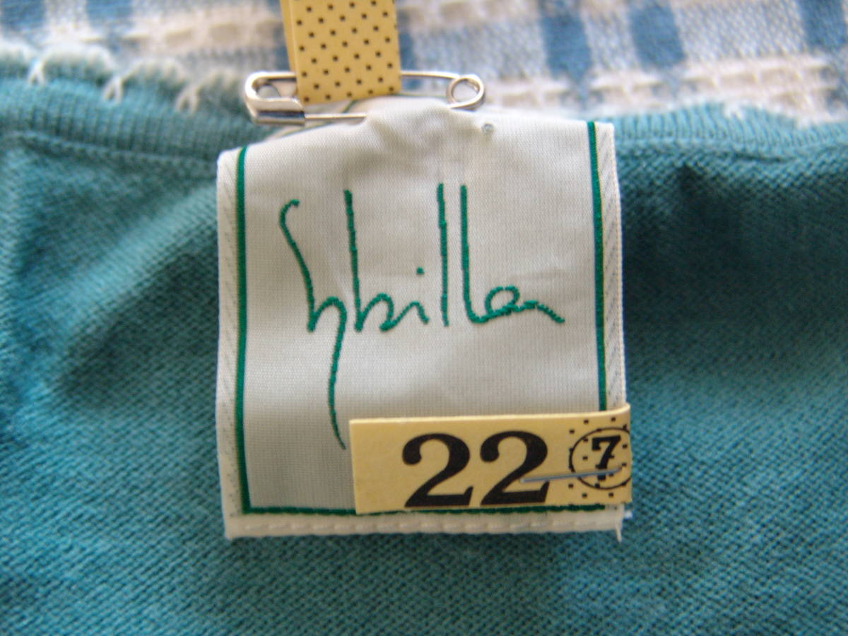 【クリーニング済】シビラ Sybilla ウール混　ブルーグリーン ビーズとモヘヤを使った刺繍が素敵な　セーター／プルオーバー L【同梱可】_画像5
