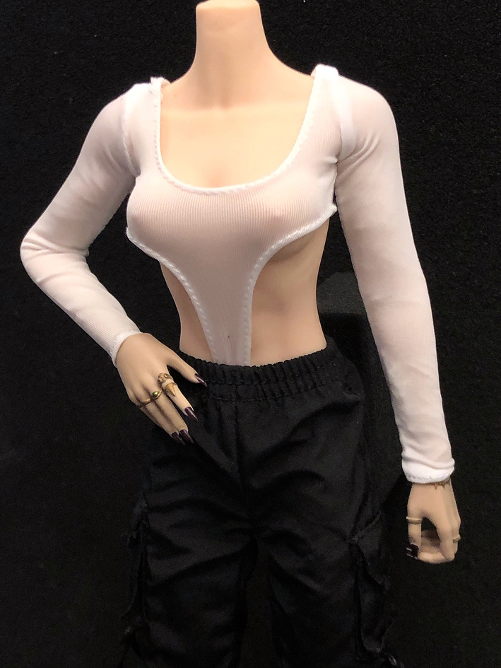  postage 84 jpy ) white 1/6 long tanker body suit woman high leg clothes ( inspection DAMTOYS VERYCOOL TBleague phicen hot toys JIAOUDOLL figure 