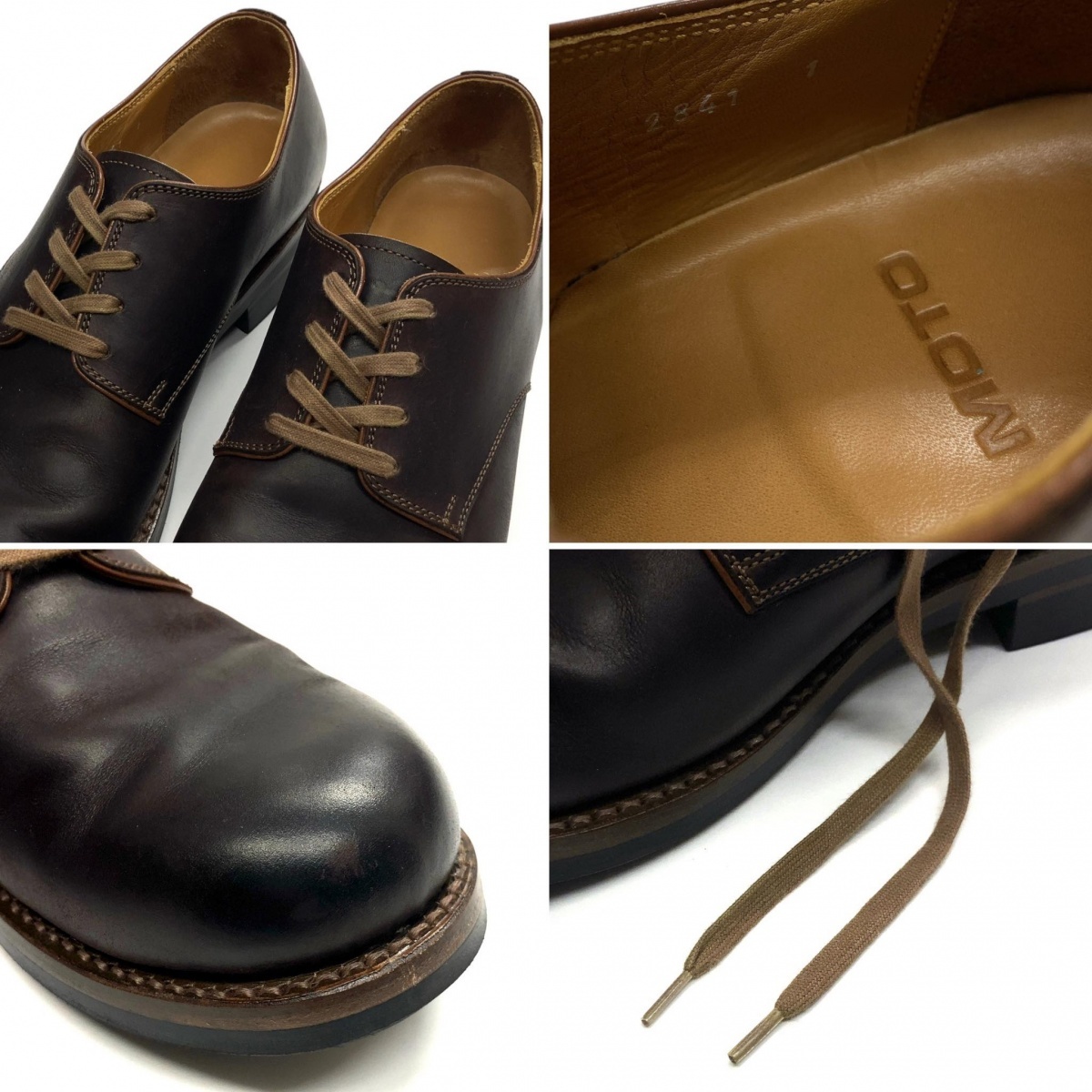 MOTO Moto 2841 round tu plain oxford shoe la tea go leather 1 26cm dark brown 