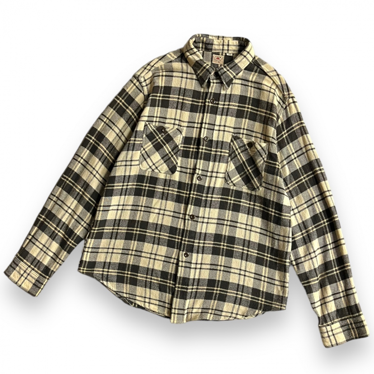 SUGAR CANE シュガーケーン SOFT TWILL CHECK L/S WORK SHIRT 長袖 チェック ワーク シャツ SC26710 ネルシャツ XL ホワイト×ブラウン系の画像2