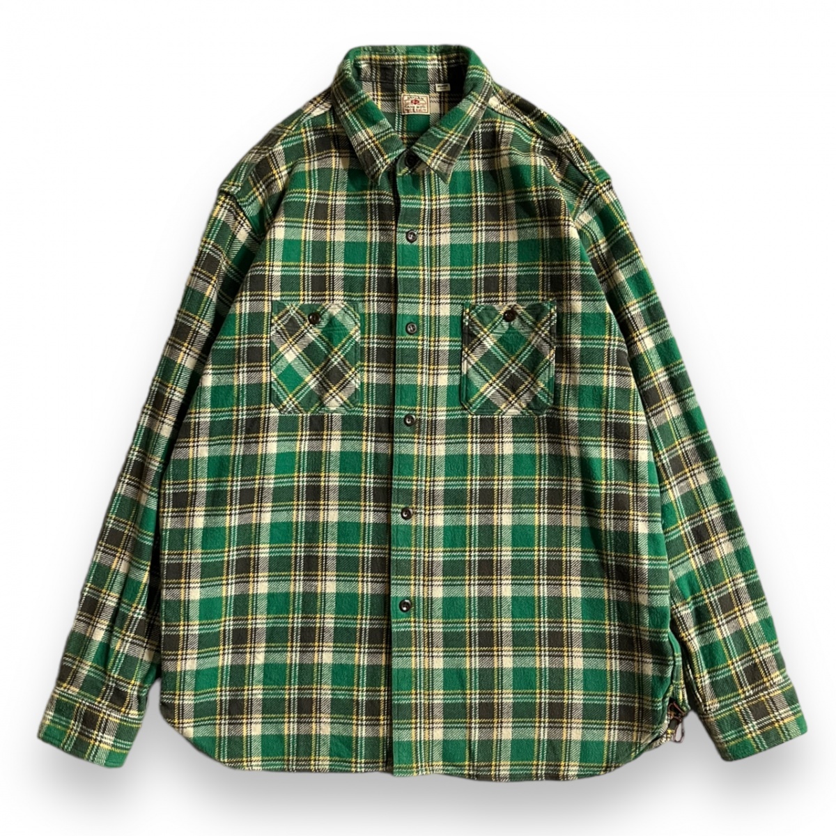 日本製 SUGAR CANE シュガーケーン TWILL CHECK L/S WORK SHIRT ツイル チェック 長袖 ワーク ネル シャツ SC27698 フランネル XL グリーンの画像1