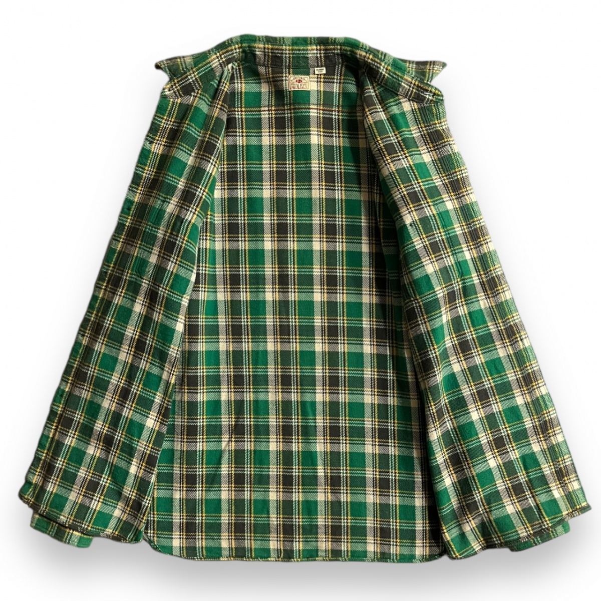 日本製 SUGAR CANE シュガーケーン TWILL CHECK L/S WORK SHIRT ツイル チェック 長袖 ワーク ネル シャツ SC27698 フランネル XL グリーンの画像4